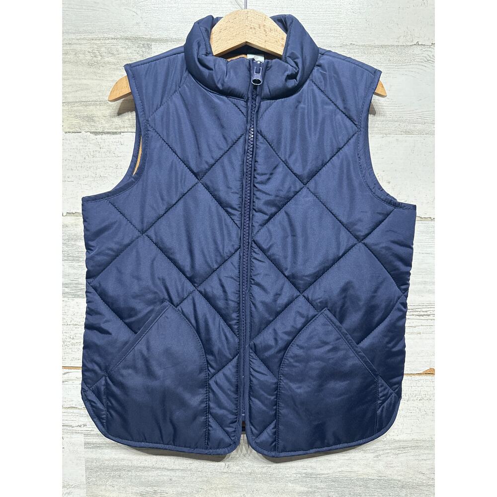 Class Club Quilted Vest Boys Size 6 Navy Blue‎ Diamond Stitch Zip Up EUC